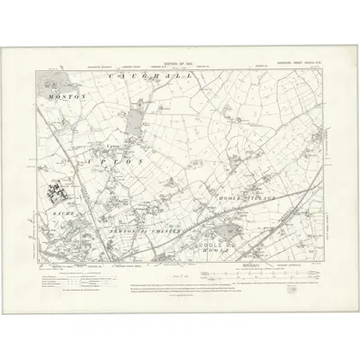 1908 Map of Cheshire XXXVIII.NE, 1912 Print