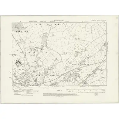 1908 Map of Cheshire XXXVIII.NE, 1931 Print