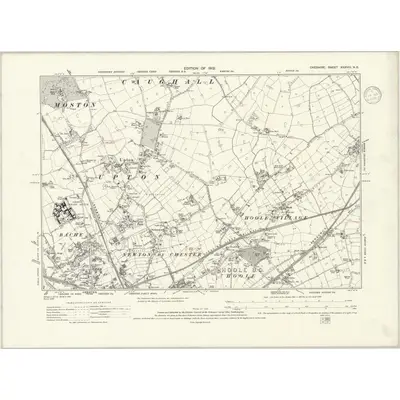 1908 Map of Cheshire XXXVIII.NE, 1936 Print