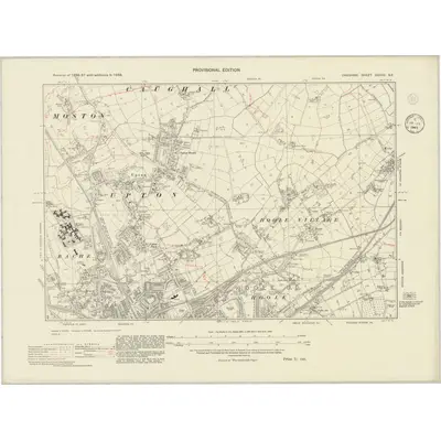 1938 Map of Cheshire XXXVIII.NE, 1945 Print