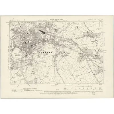 1897 Map of Cheshire XXXVIII.SE, 1899 Print