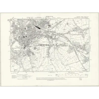 1908 Map of Cheshire XXXVIII.SE, 1913 Print
