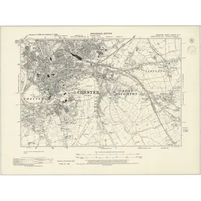 1938 Map of Cheshire XXXVIII.SE, 1945 Print
