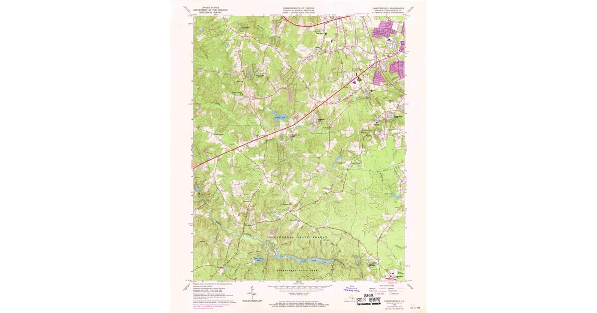 1963 Map of Chesterfield, Chesterfield County, VA — High-Res, 1969 ...