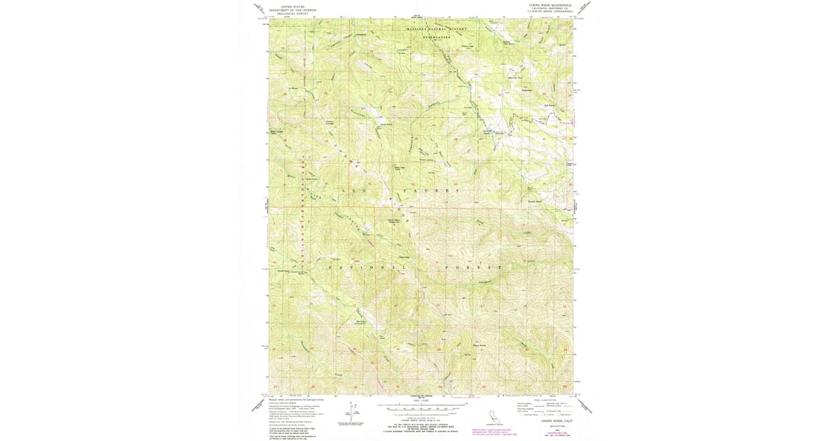 1956 Map of Chews Ridge, Monterey County, CA — High-Res, 1984 Print ...
