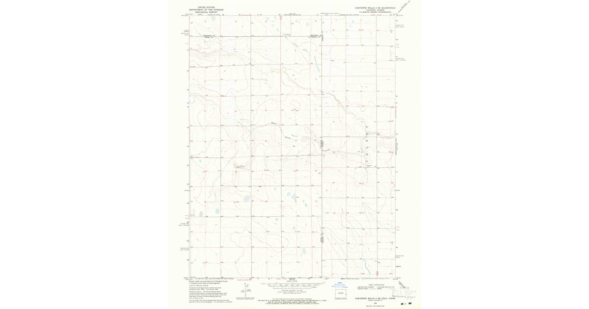1969 Map of Cheyenne Wells 4 SE, Kiowa County, CO — High-Res | Pastmaps