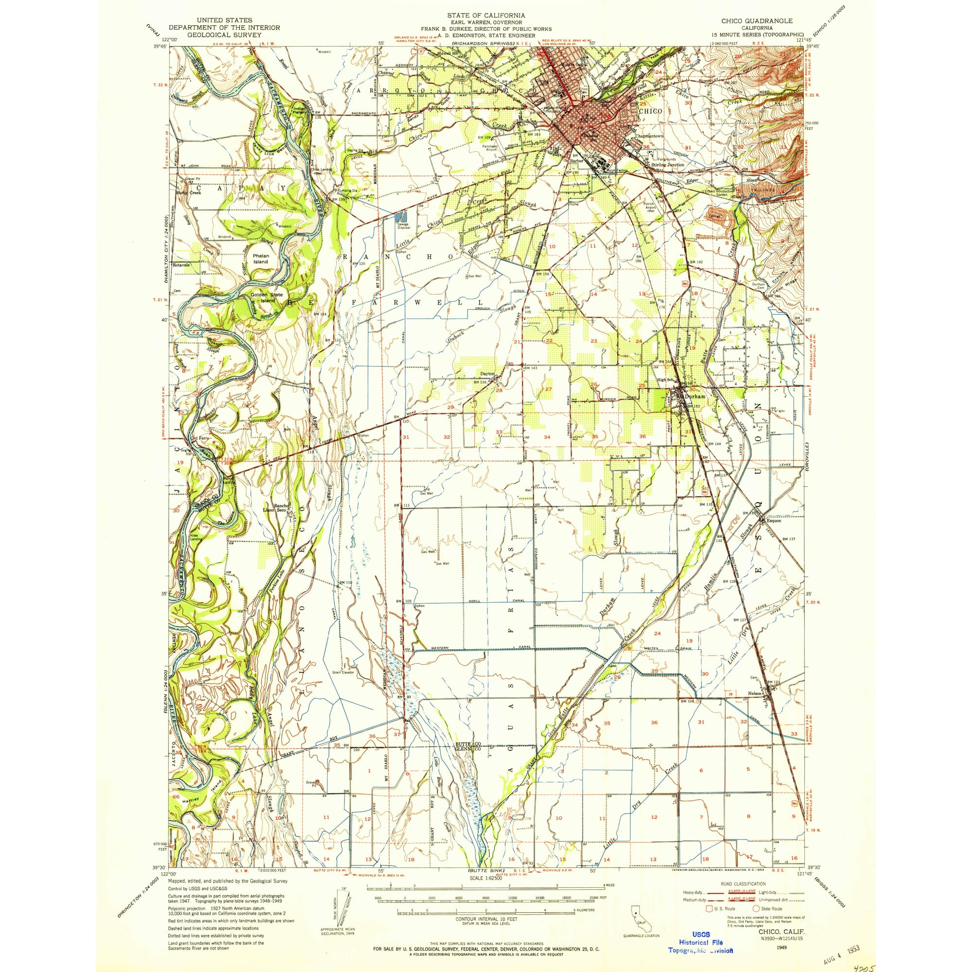 Chico⭐︎ 1949 Map of Chico, CA — High-Res | Pastmaps