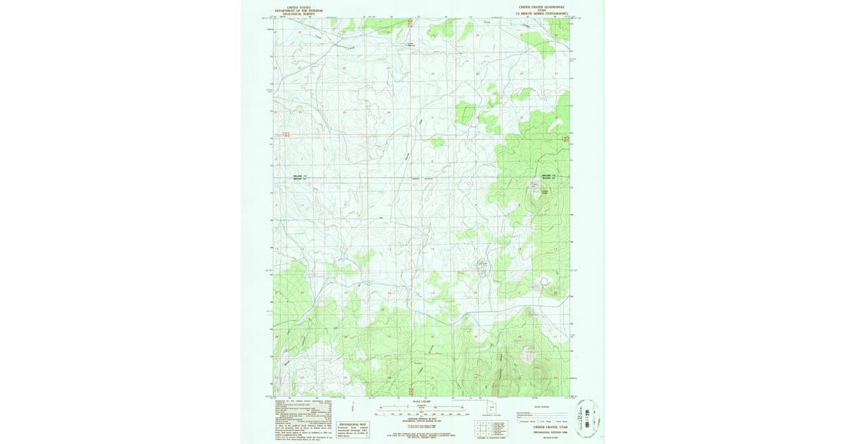 1986 Map of Cinder Crater, Beaver County, UT — High-Res | Pastmaps