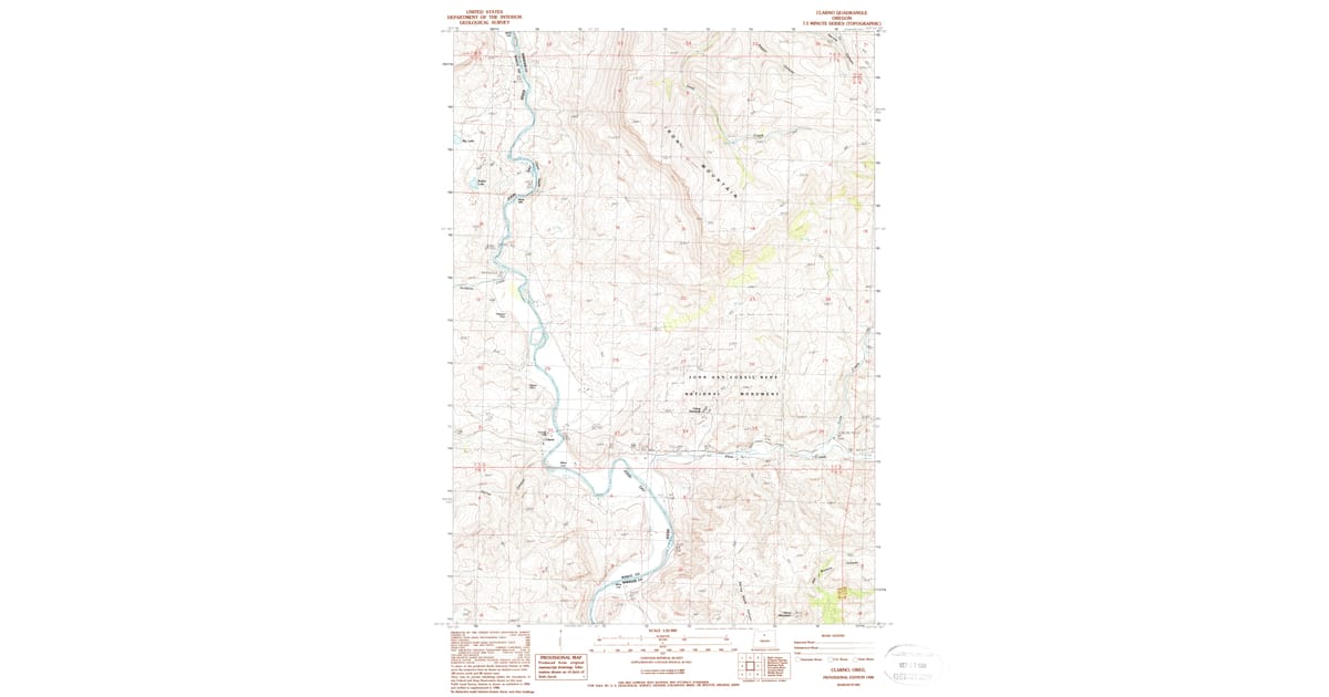 1988 Map of Clarno, Wheeler County, OR — High-Res | Pastmaps