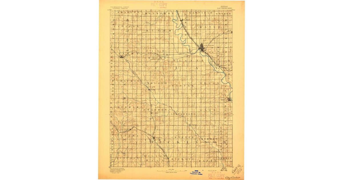 Old Maps of Wakefield KS for Genealogy - Clay Center Clay County Ks Usgs Topo 1891 Og 1200x630 