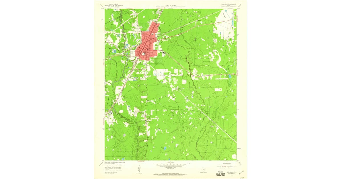 1958 Map of Cleveland, TX — High-Res | Pastmaps