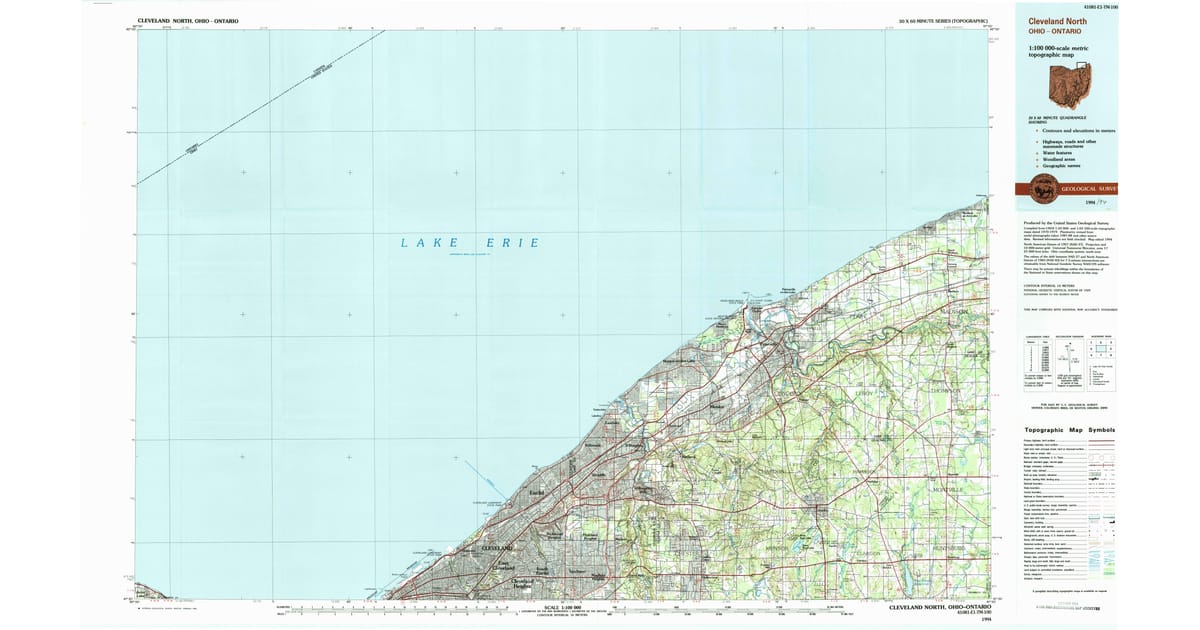 1990s Maps of Shoreland OH Pastmaps - Cleveland North Cuyahoga County Oh Usgs Topo 1994 Og 1200x630