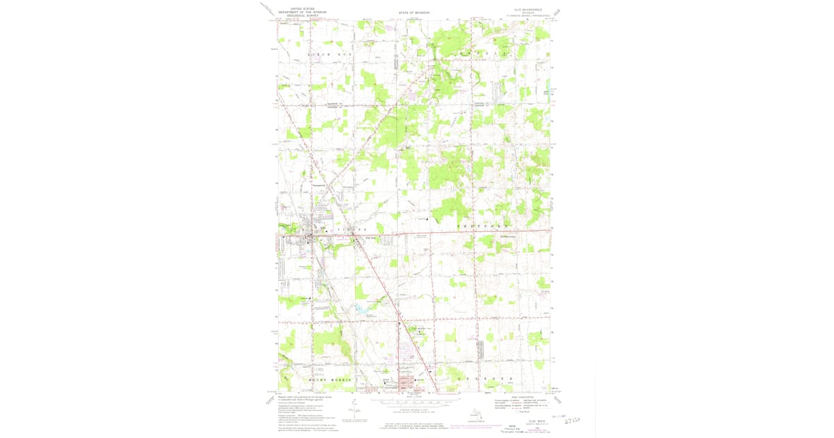 1969 Map of Clio, MI — High-Res, 1976 Print | Pastmaps