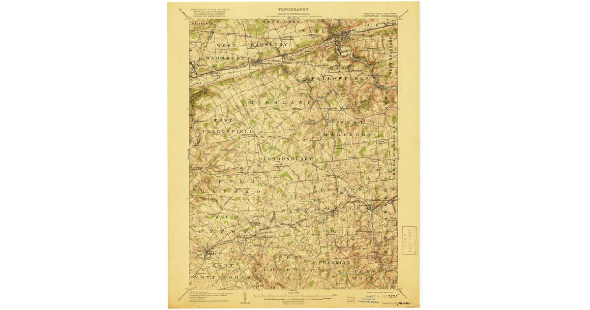 1906 Map of Coatesville, PA — High-Res, 1917 Print #2 | Pastmaps