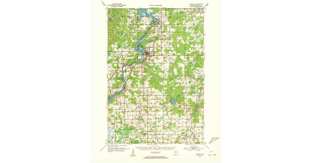 Old Maps of Colburn WI for Metal - Cornell Chippewa County Wi Usgs Topo 1951 P1953 Og 1200x630 