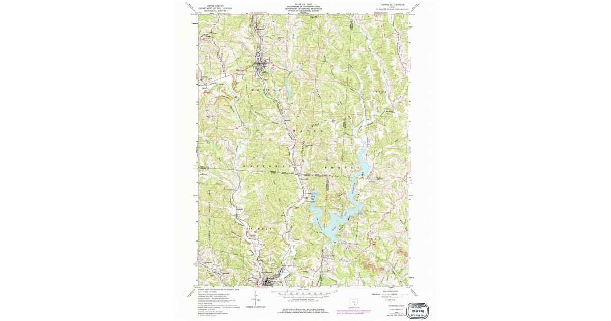 1961 Map of Corning, OH — High-Res, 1976 Print | Pastmaps