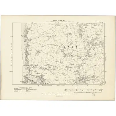 1905 Map of Cornwall III.SE, 1907 Print