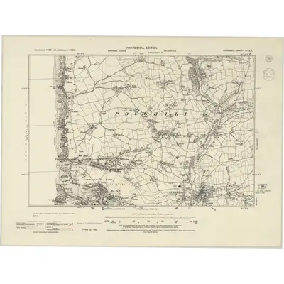 1938 Map of Cornwall III.SE, 1944 Print