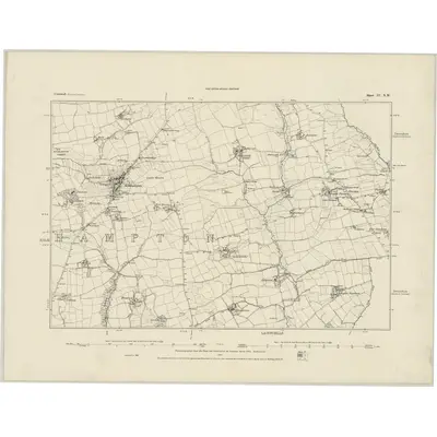 1881 Map of Cornwall IV.NW, 1884 Print