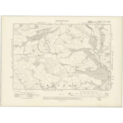 1905 Map of Cornwall IX.SE & IXA.SW, 1907 Print