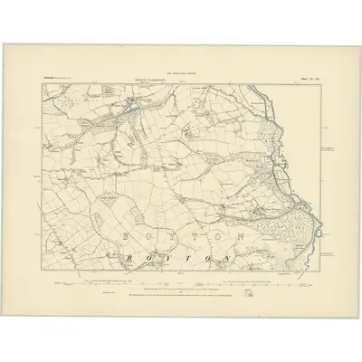 1883 Map of Cornwall IX.SE, 1884 Print