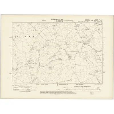 1905 Map of Cornwall IX.SW, 1907 Print