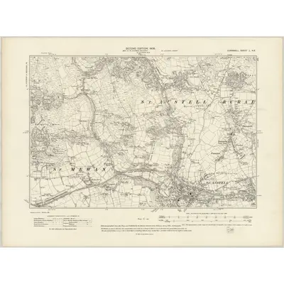 1906 Map of Cornwall L.NE, 1908 Print
