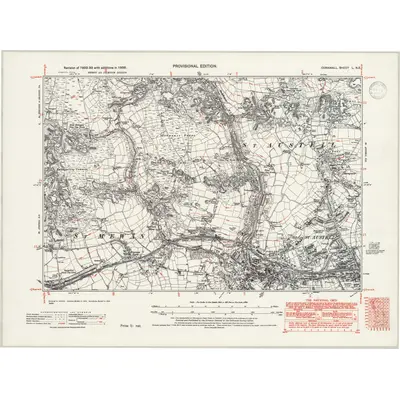 1938 Map of Cornwall L.NE, 1947 Print