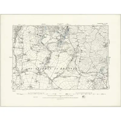 1879 Map of Cornwall L.NW, 1888 Print