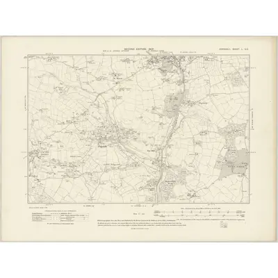 1906 Map of Cornwall L.SE, 1907 Print
