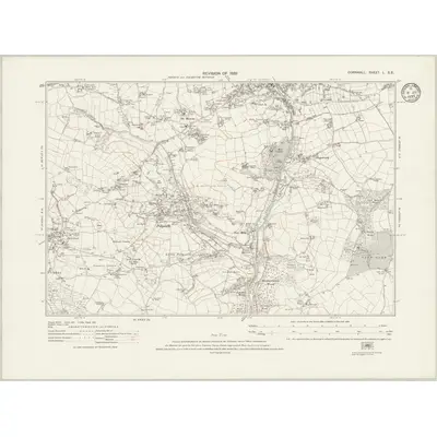 1933 Map of Cornwall L.SE, 1935 Print