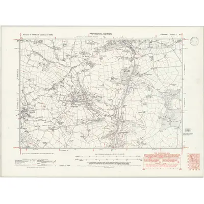 1938 Map of Cornwall L.SE, 1947 Print
