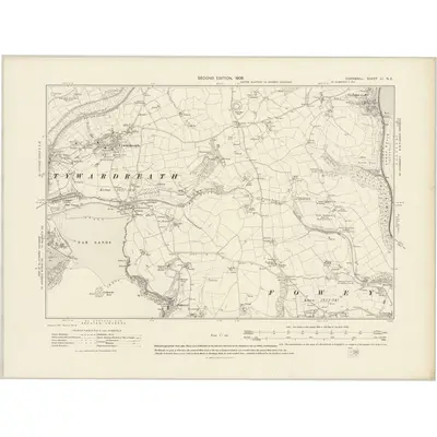1905 Map of Cornwall LI.NE, 1908 Print