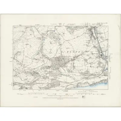 1881 Map of Cornwall LI.NW, 1888 Print