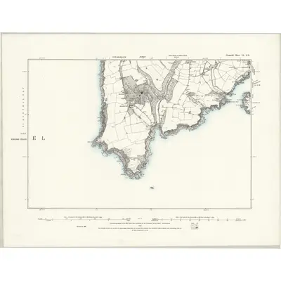 1881 Map of Cornwall LI.SE, 1888 Print
