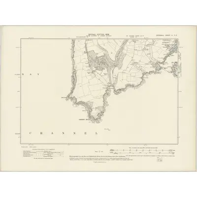 1905 Map of Cornwall LI.SE, 1908 Print