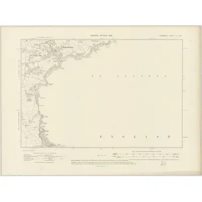 1906 Map of Cornwall LI.SW, 1908 Print