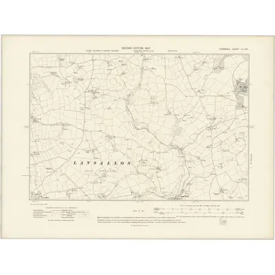 1905 Map of Cornwall LII.NE, 1907 Print