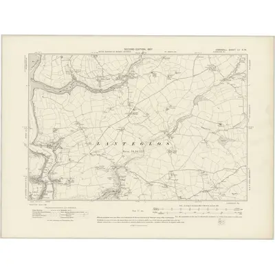 1906 Map of Cornwall LII.NW, 1907 Print