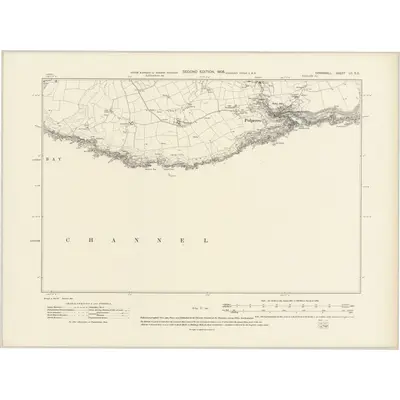 1905 Map of Cornwall LII.SE, 1908 Print