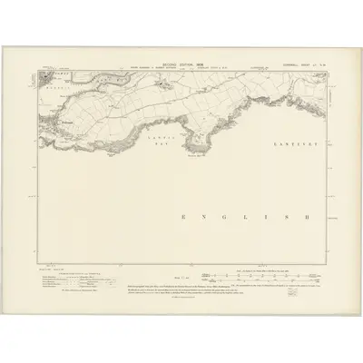 1906 Map of Cornwall LII.SW, 1908 Print