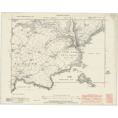1938 Map of Cornwall LIII.NW & SW, 1945 Print