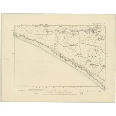 1886 Map of Cornwall LIV.NE & SE, 1887 Print