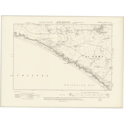 1905 Map of Cornwall LIV.NE, 1907 Print