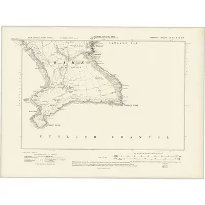 1905 Map of Cornwall LIV.SE & LV.SW, 1907 Print