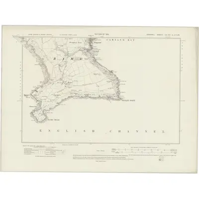 1912 Map of Cornwall LIV.SE & LV.SW, 1919 Print
