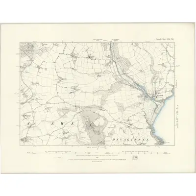 1879 Map of Cornwall LIX.NE, 1888 Print