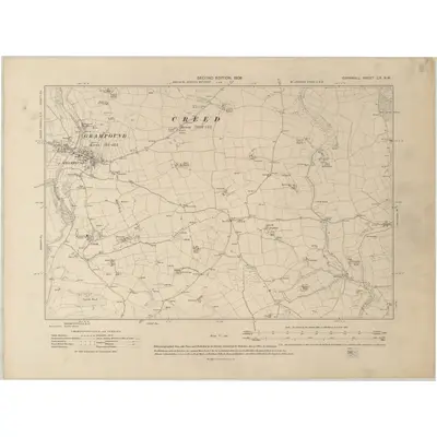1905 Map of Cornwall LIX.NW, 1908 Print