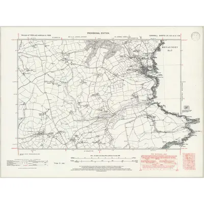 1938 Map of Cornwall LIX.SE & LX.SW, 1947 Print