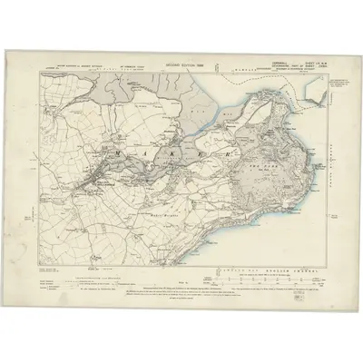 1892 Map of Cornwall LV.NW, 1896 Print